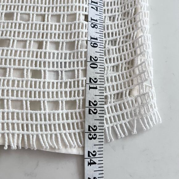 Tory Burch Ivory Open Knit Crochet Lace Short Sleeve Top Size Medium - Picture 13 of 14